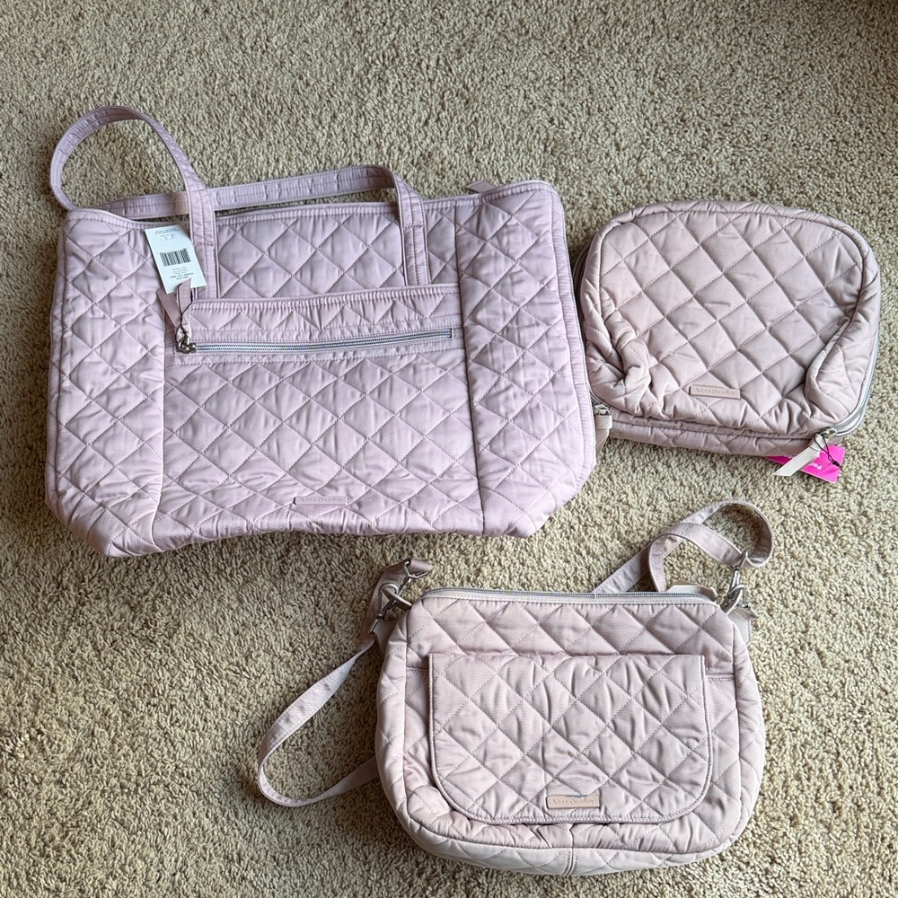 NWT Vera Bradley Quilted Pink Women's Bag Set